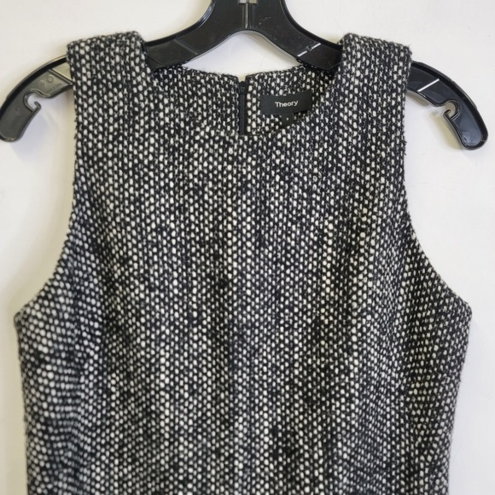 Theory Sleeveless Angled Wool-Blend Dress, Black - Picture 5 of 7